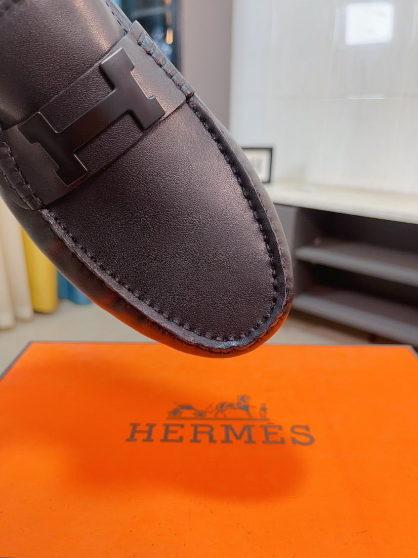 HM Men's Loafer Black Cowhide Fur Lining 524403