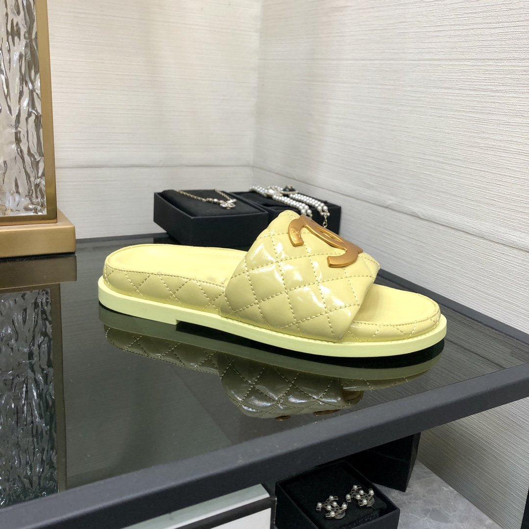 mule sandal 30 lime quilted waxed leather