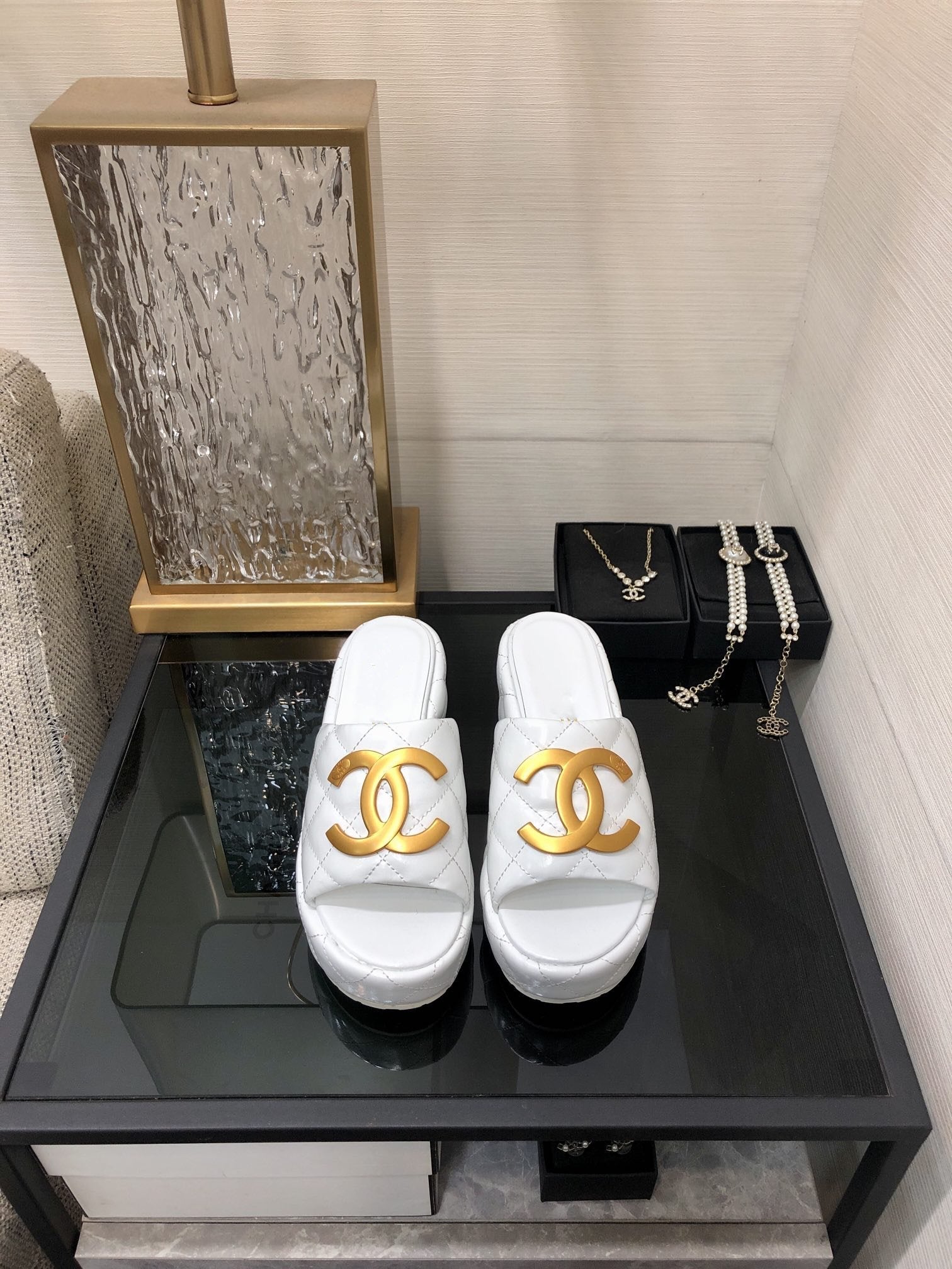 mule sandal 95 white quilted waxed leather