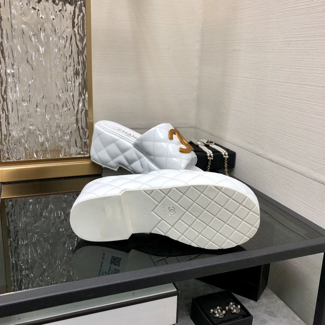 mule sandal 95 white quilted waxed leather