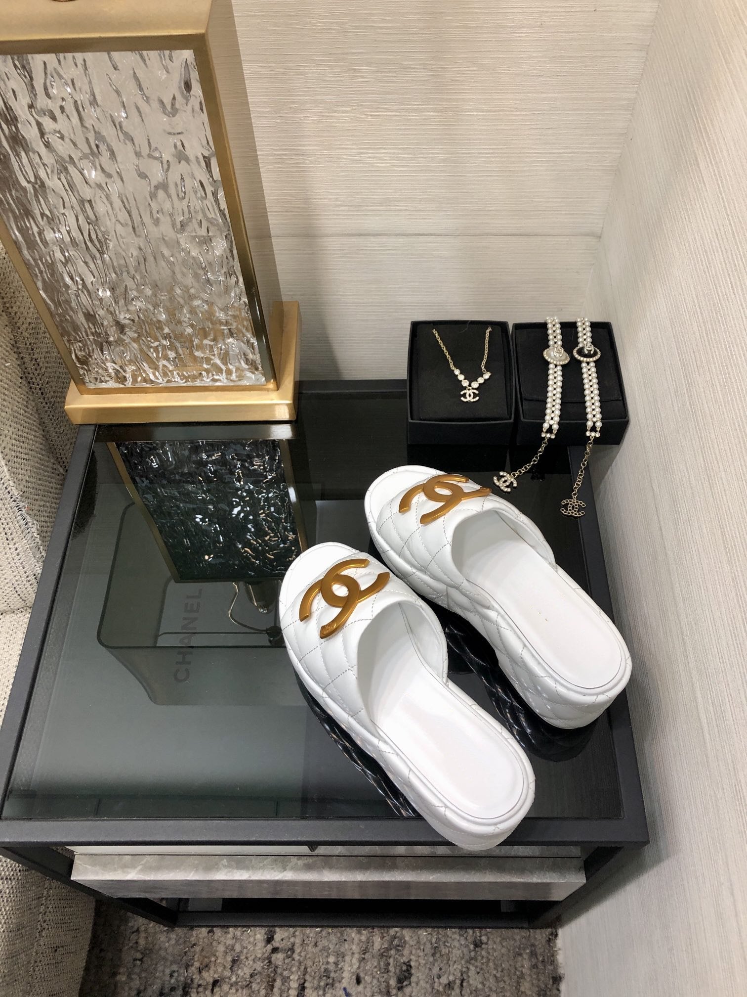 mule sandal 95 white quilted waxed leather