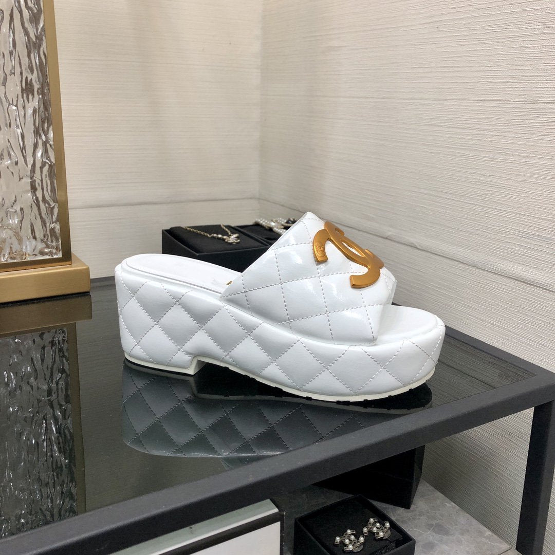mule sandal 95 white quilted waxed leather