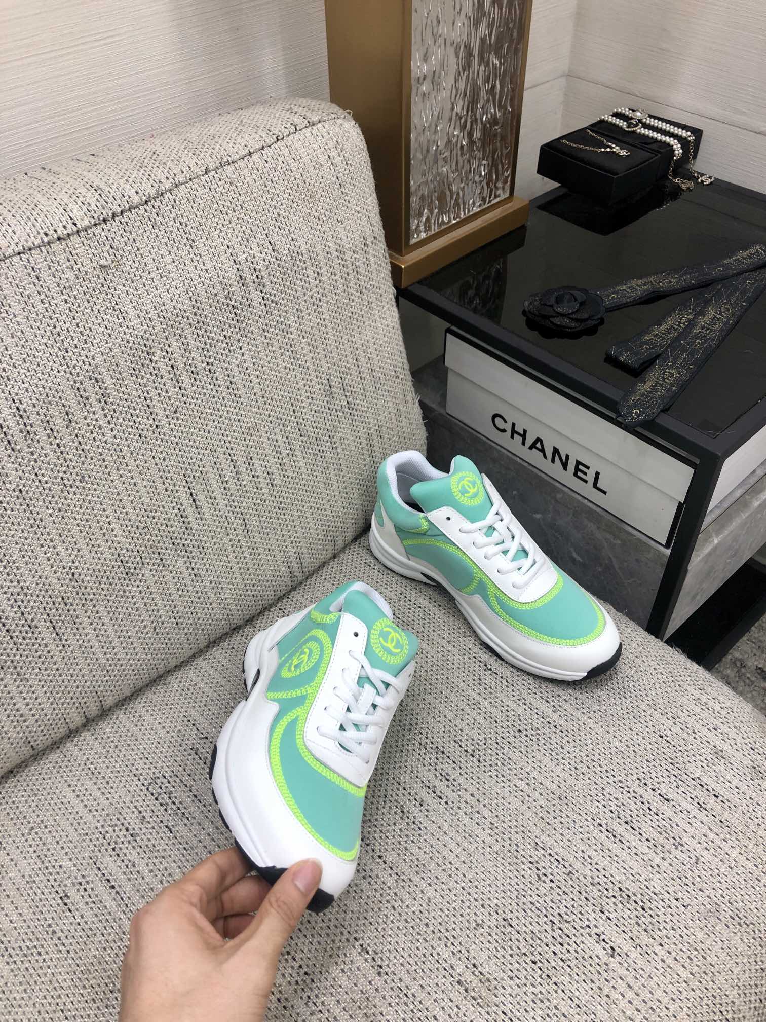 CC Sneaker Turquoise Mix White Fabric