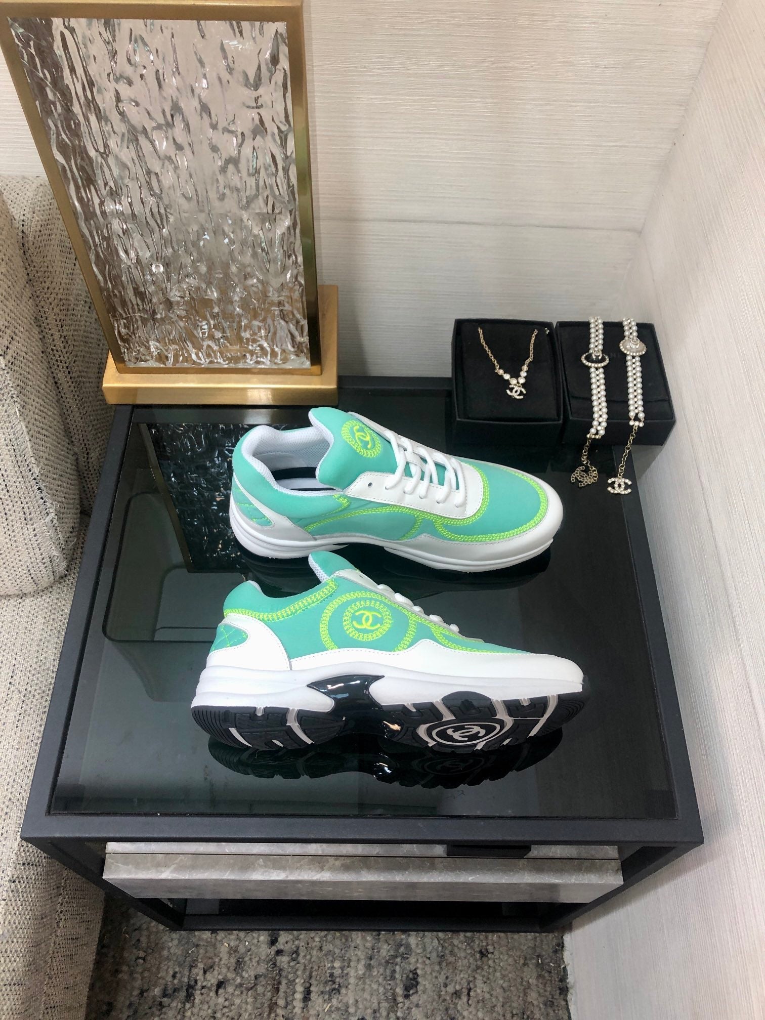 CC Sneaker Turquoise Mix White Fabric