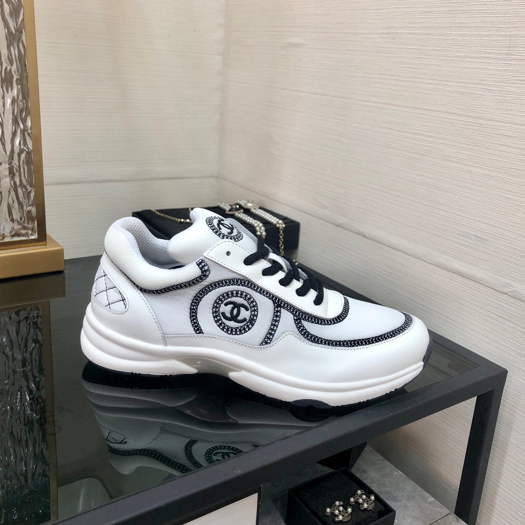 CC Sneaker White Mix Black Fabric