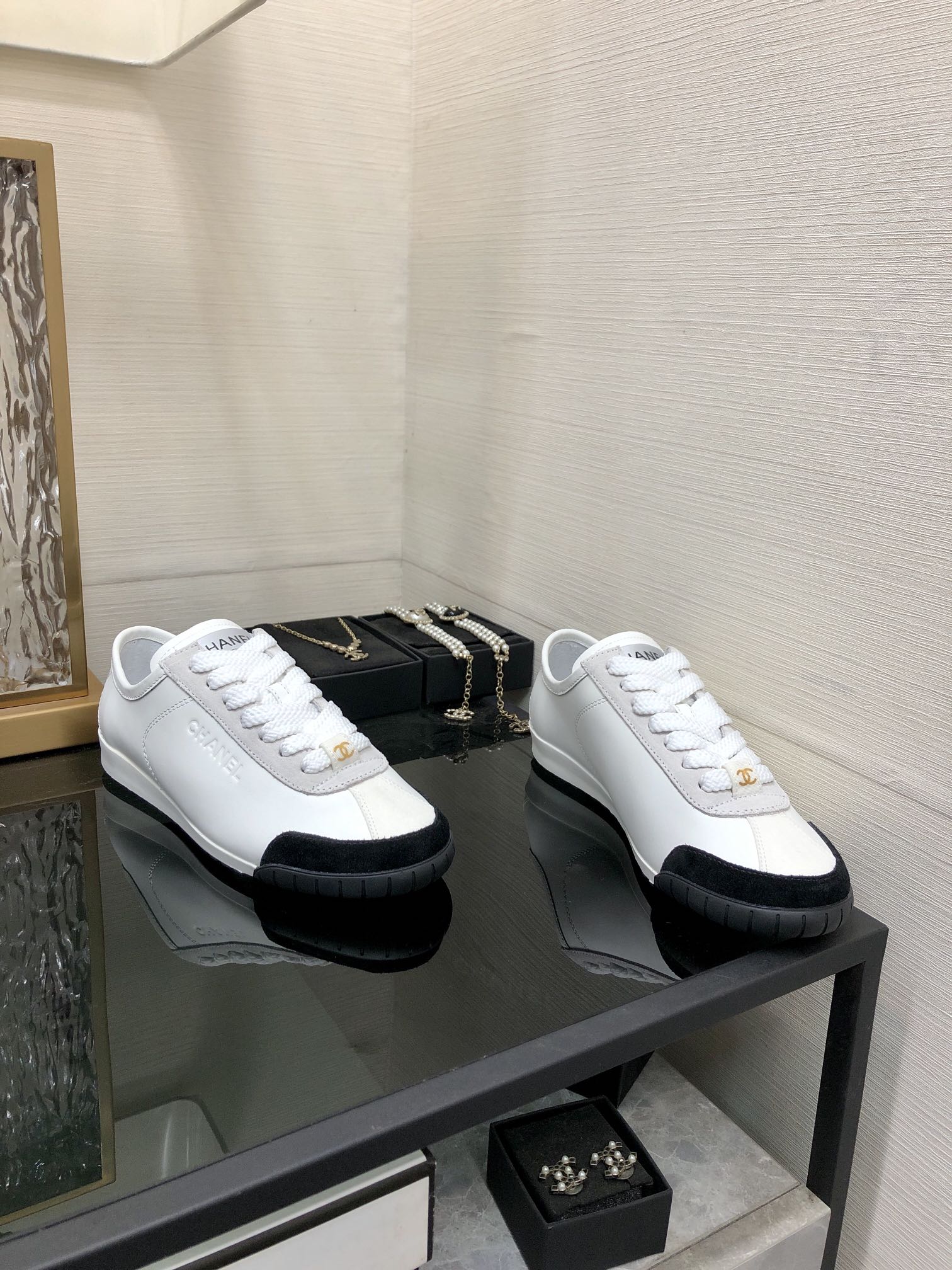 CC Sneake Black Mix White Grey Cowhide And Velvet