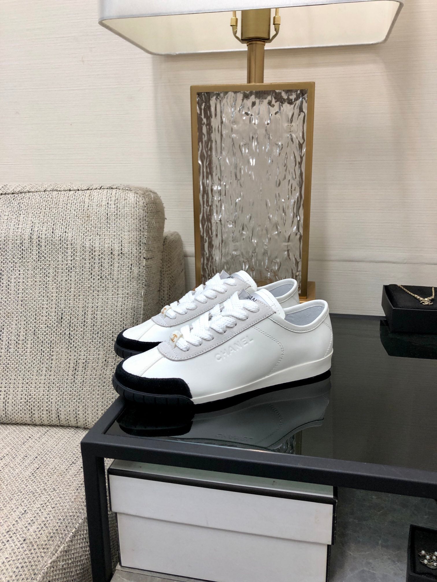 CC Sneake Black Mix White Grey Cowhide And Velvet