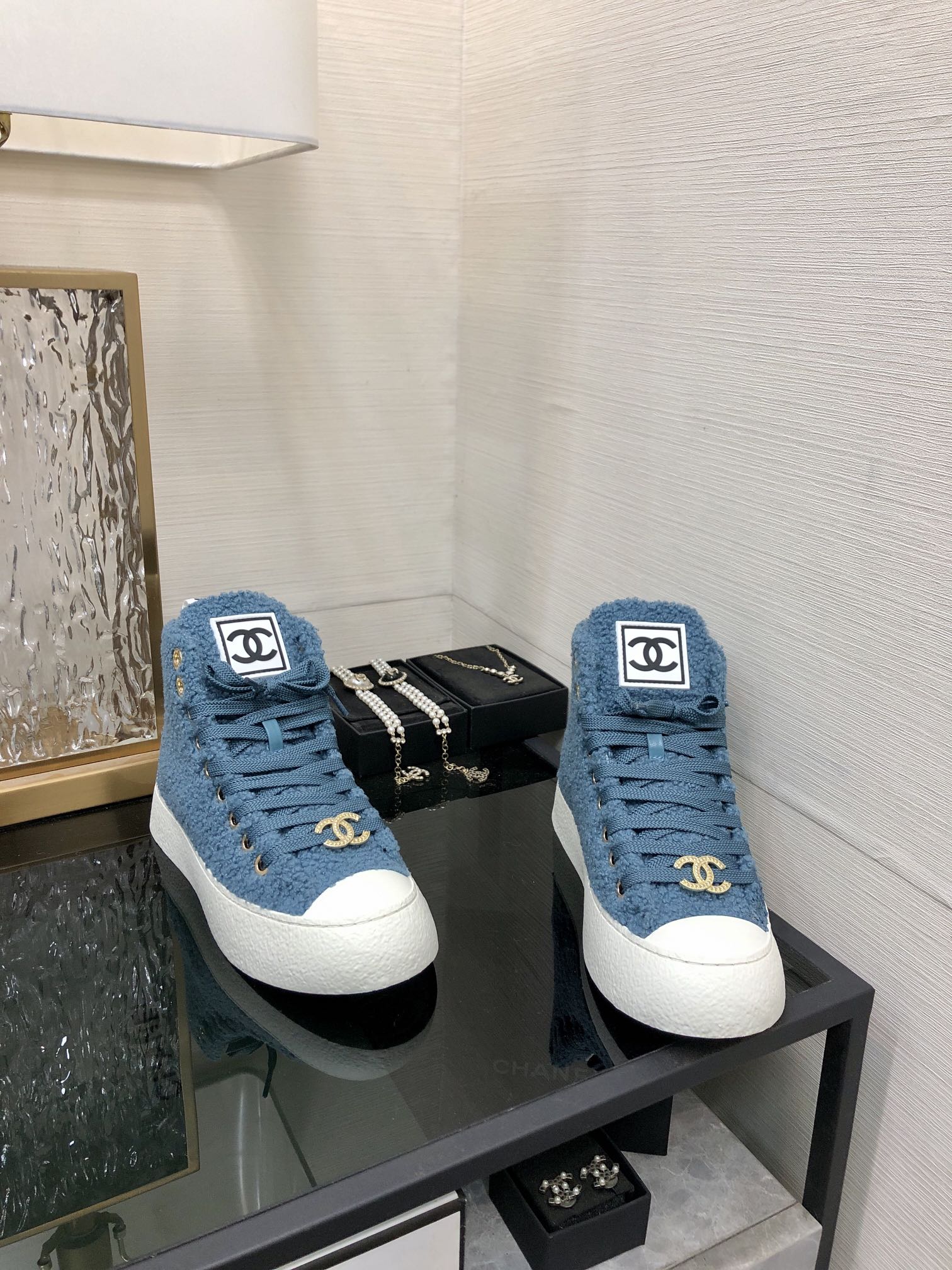 CC High Top Sneaker Cerulean Wool