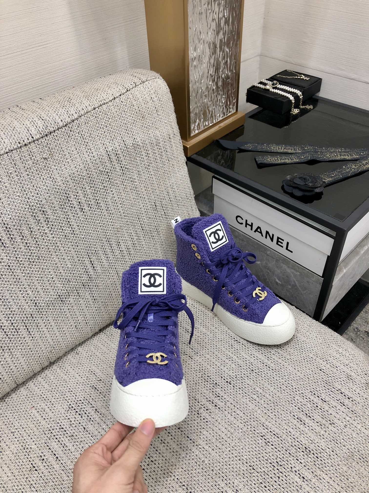 CC High Top Sneaker Purple Wool
