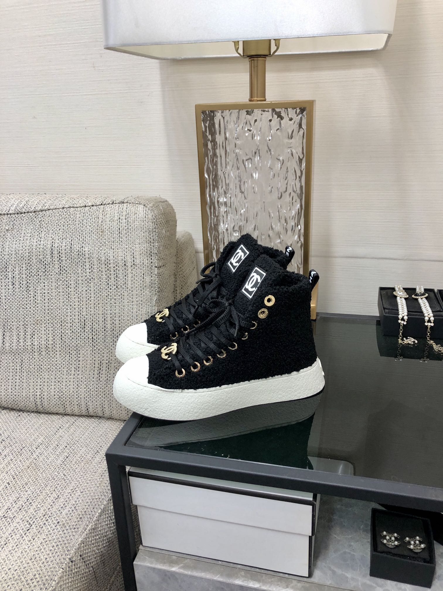 CC High Top Sneaker Black Wool