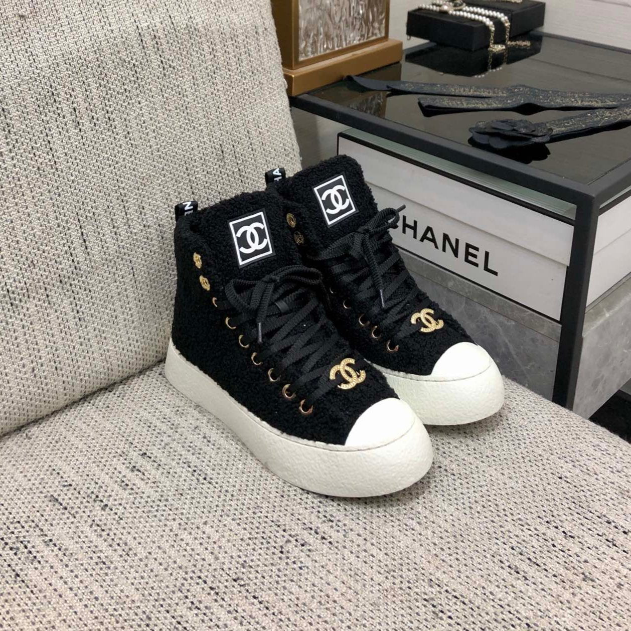 CC High Top Sneaker Black Wool