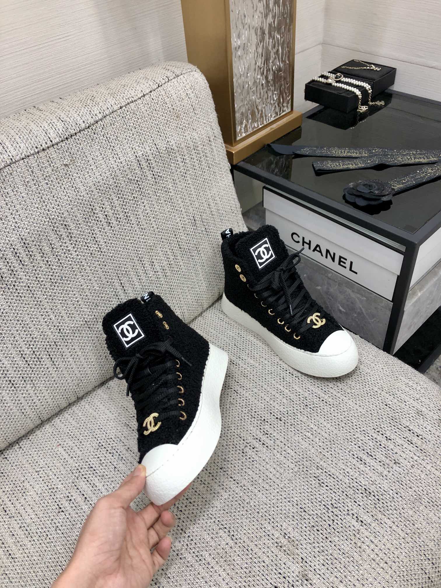 CC High Top Sneaker Black Wool