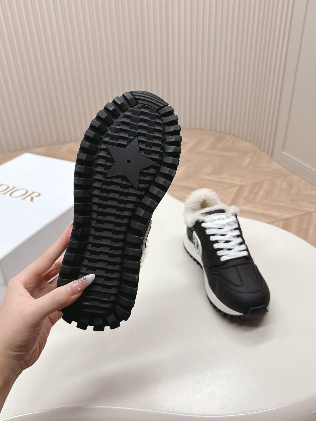 C'est Dior Sneaker Fleece Lining Black Lambskin