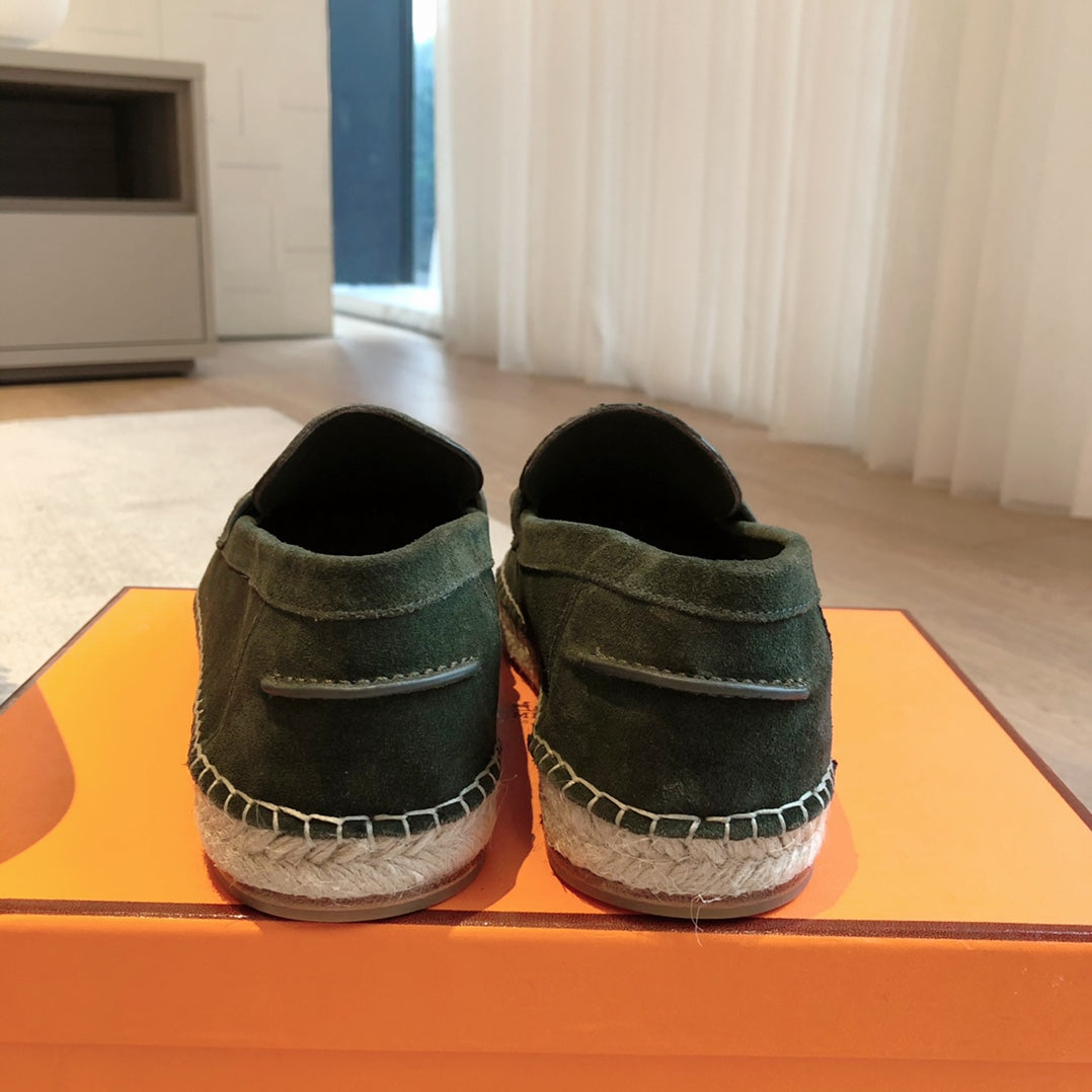 HM Trip Espadrille Olive Green Suede