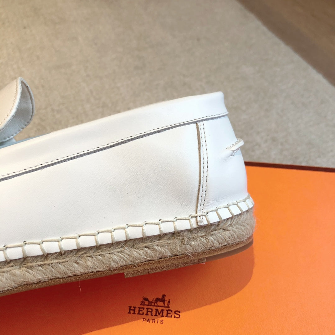 HM Trip Espadrille White Calfskin
