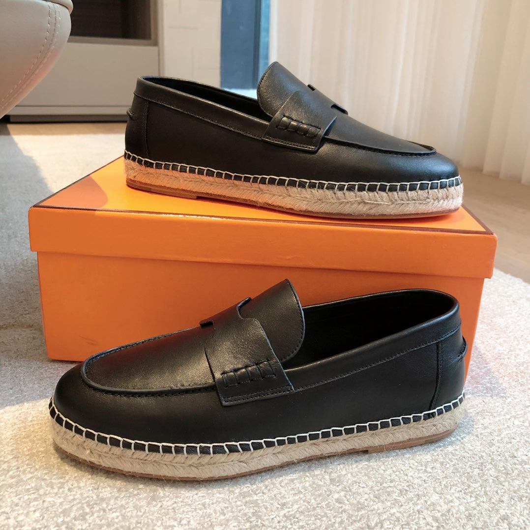 HM Trip Espadrille BLack Calfskin