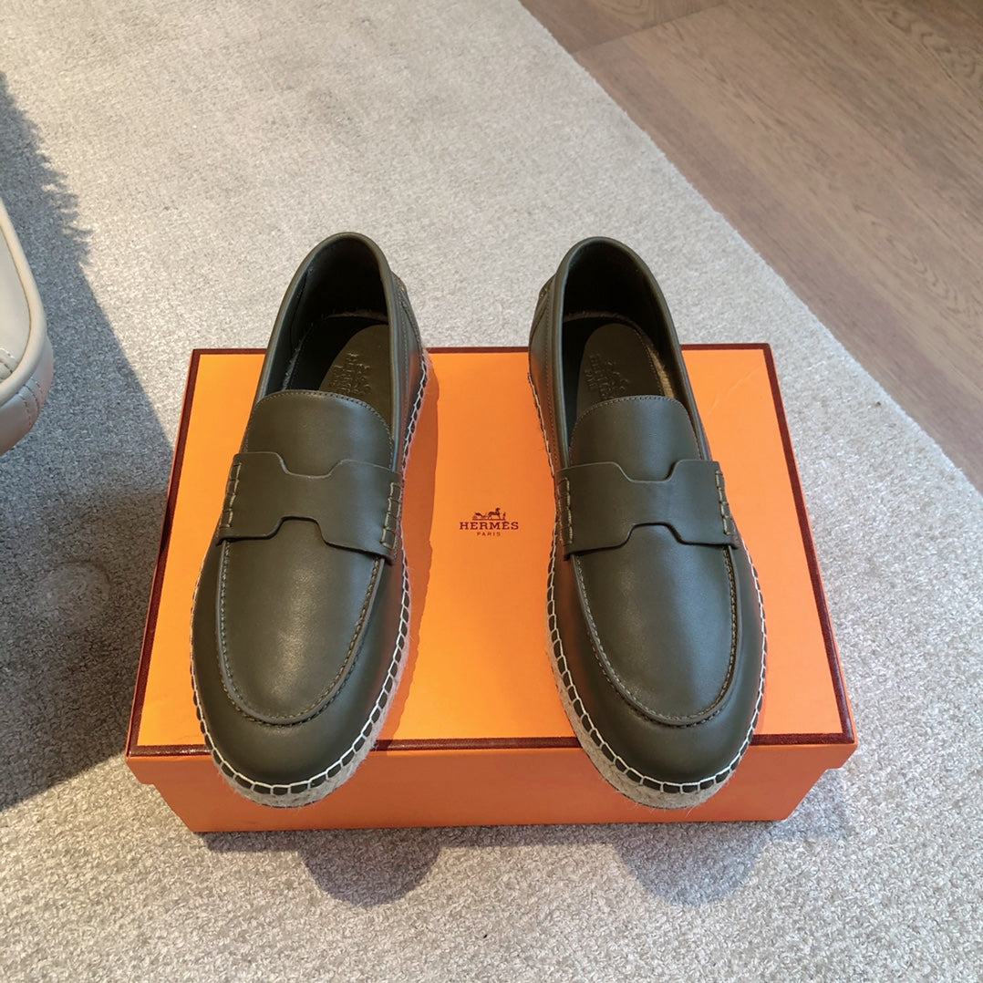 HM Trip Espadrille Olive Calfskin