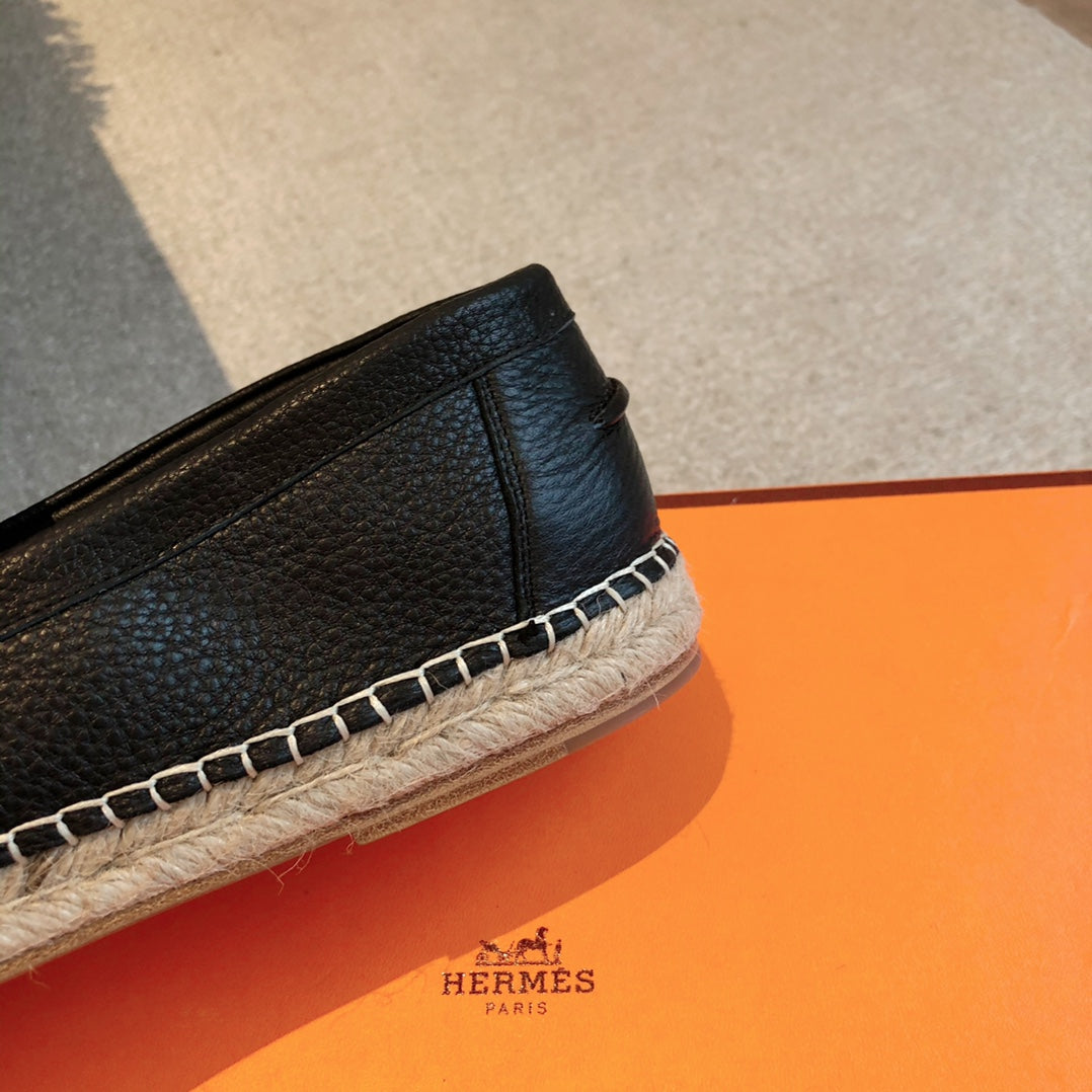 HM Trip Espadrille Black Grained Calfskin