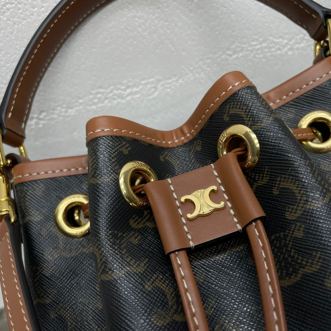 CELINE TEEN CLARA 19 BAG BLACK BROWN CALFSKIN