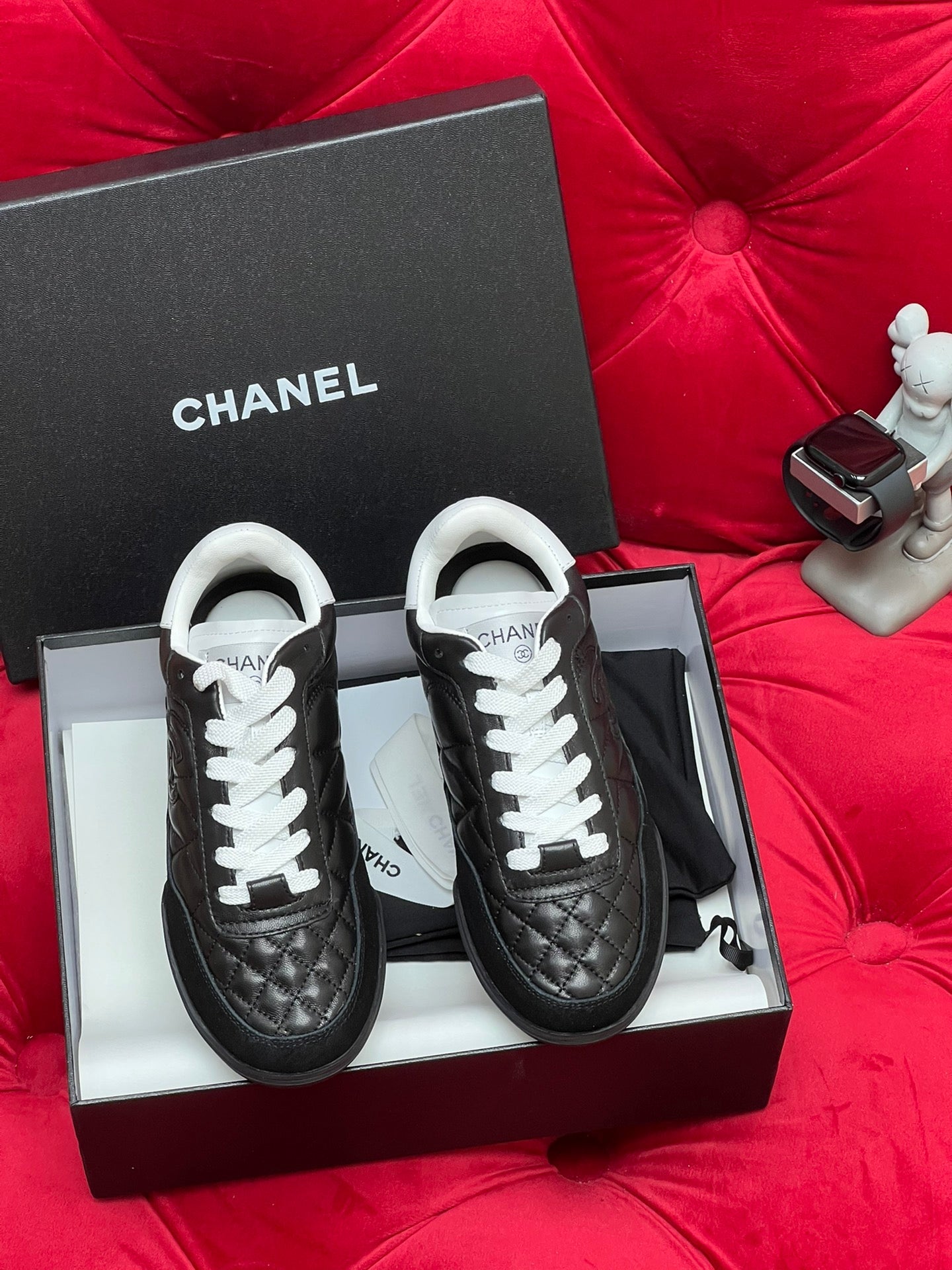 cc low sneaker black quilted calfskin