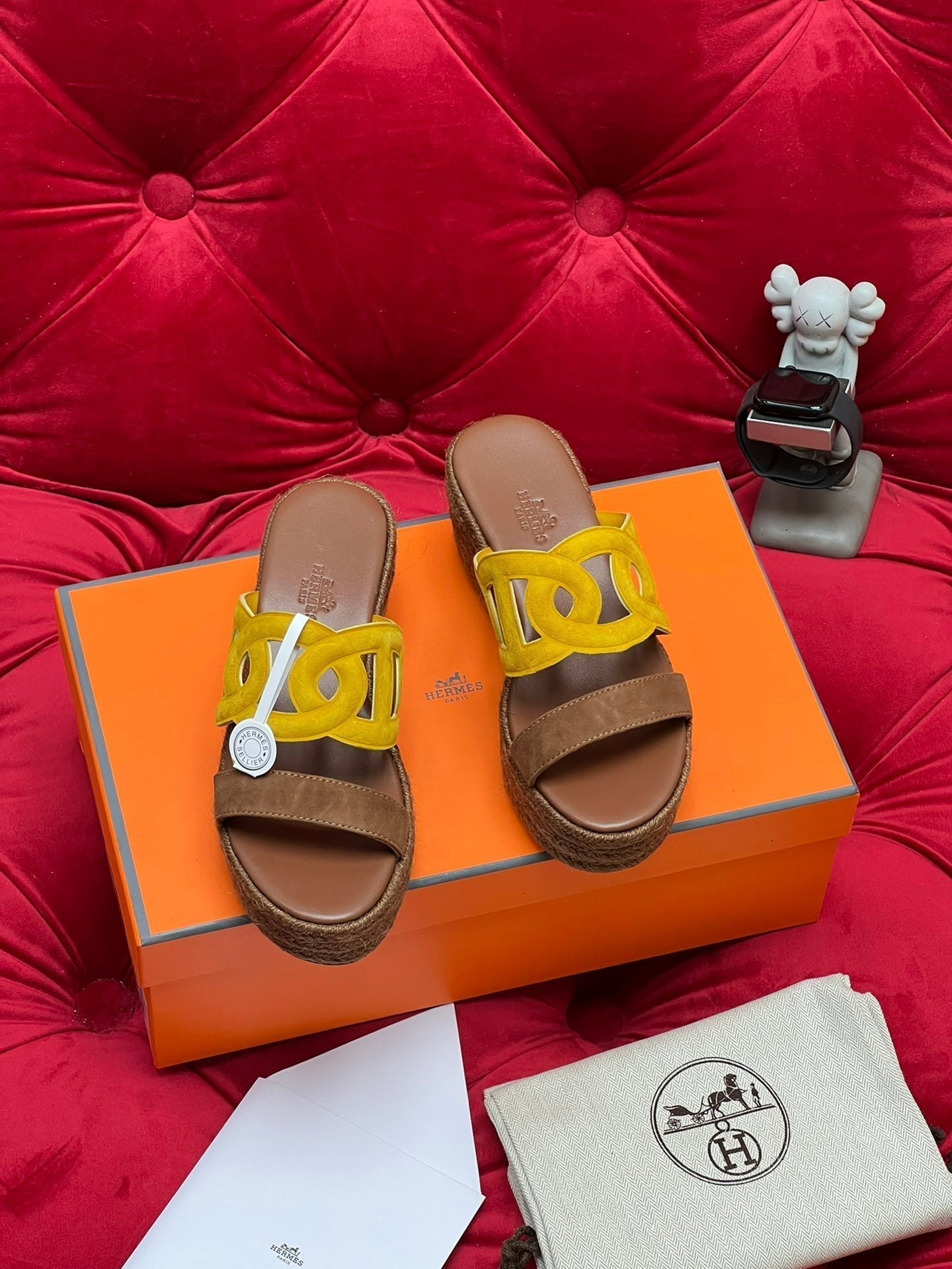 HM Lthea Espadrille Brown Chocolate Mix Yellow Suede And Jute Rope 969492