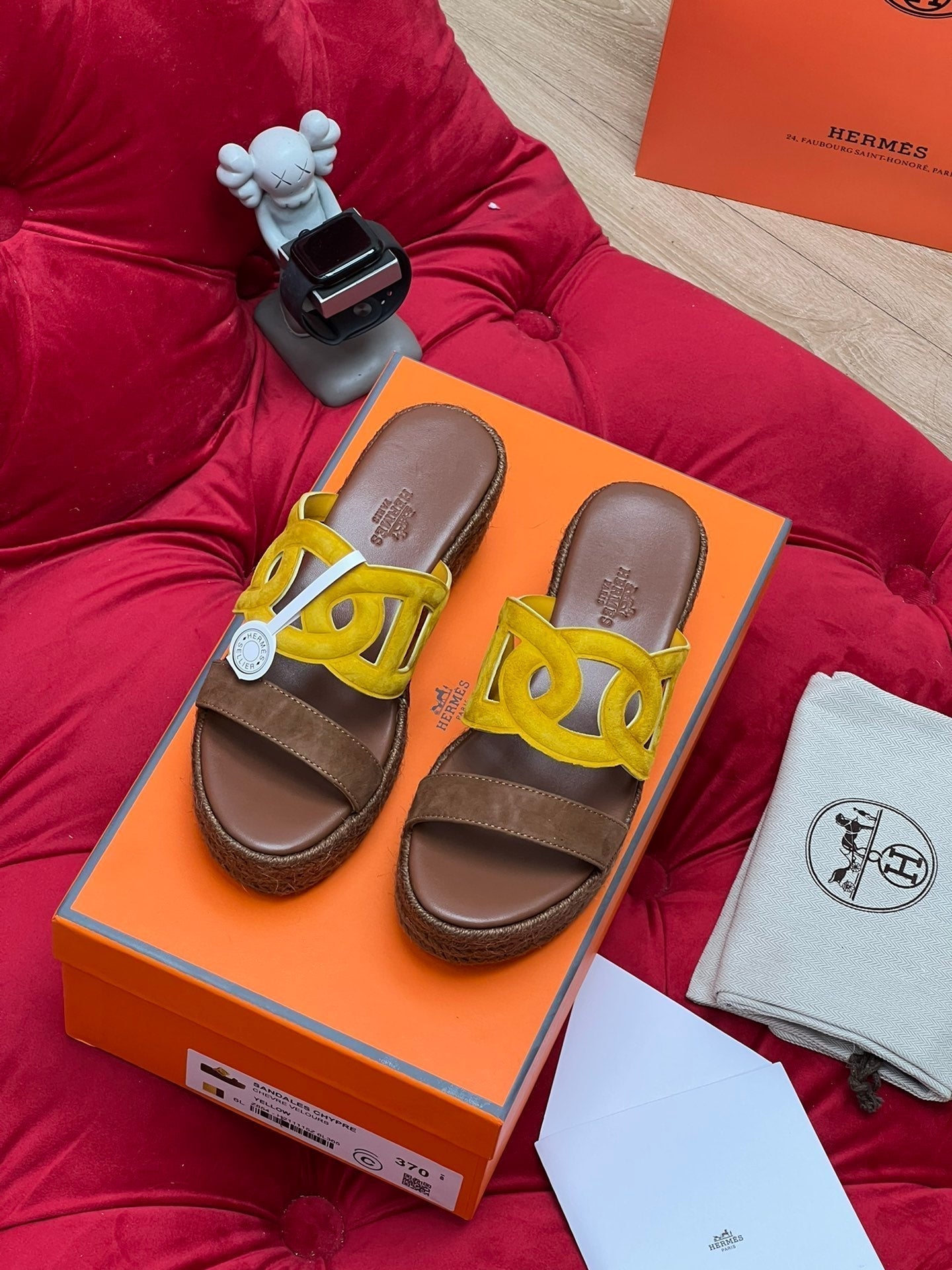 HM Lthea Espadrille Brown Chocolate Mix Yellow Suede And Jute Rope 969492