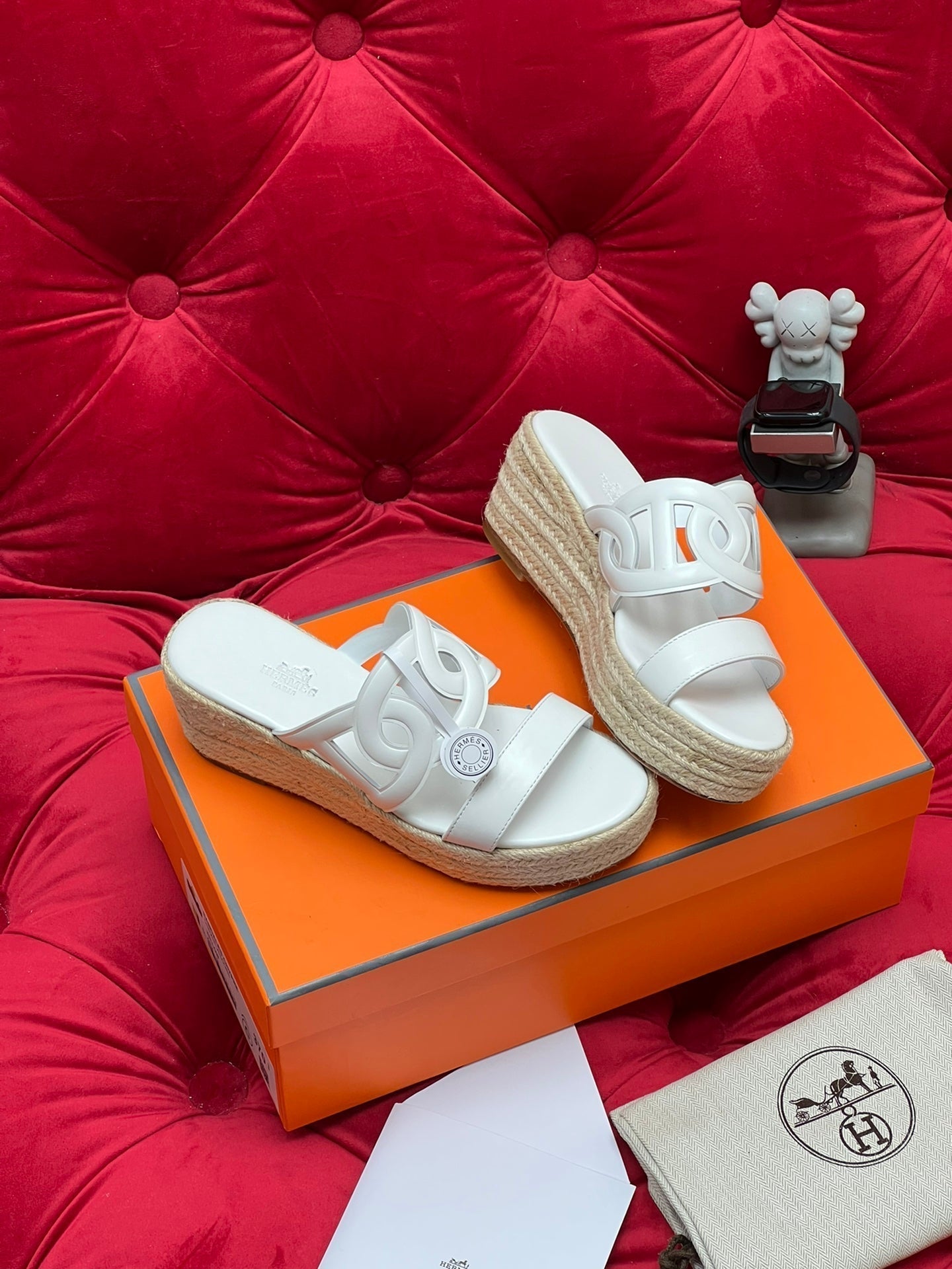 HM Lthea Espadrille White Calfskin And Jute Rope 969494