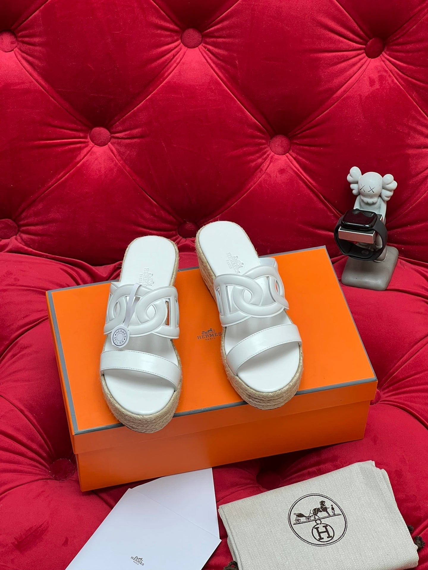 HM Lthea Espadrille White Calfskin And Jute Rope 969494