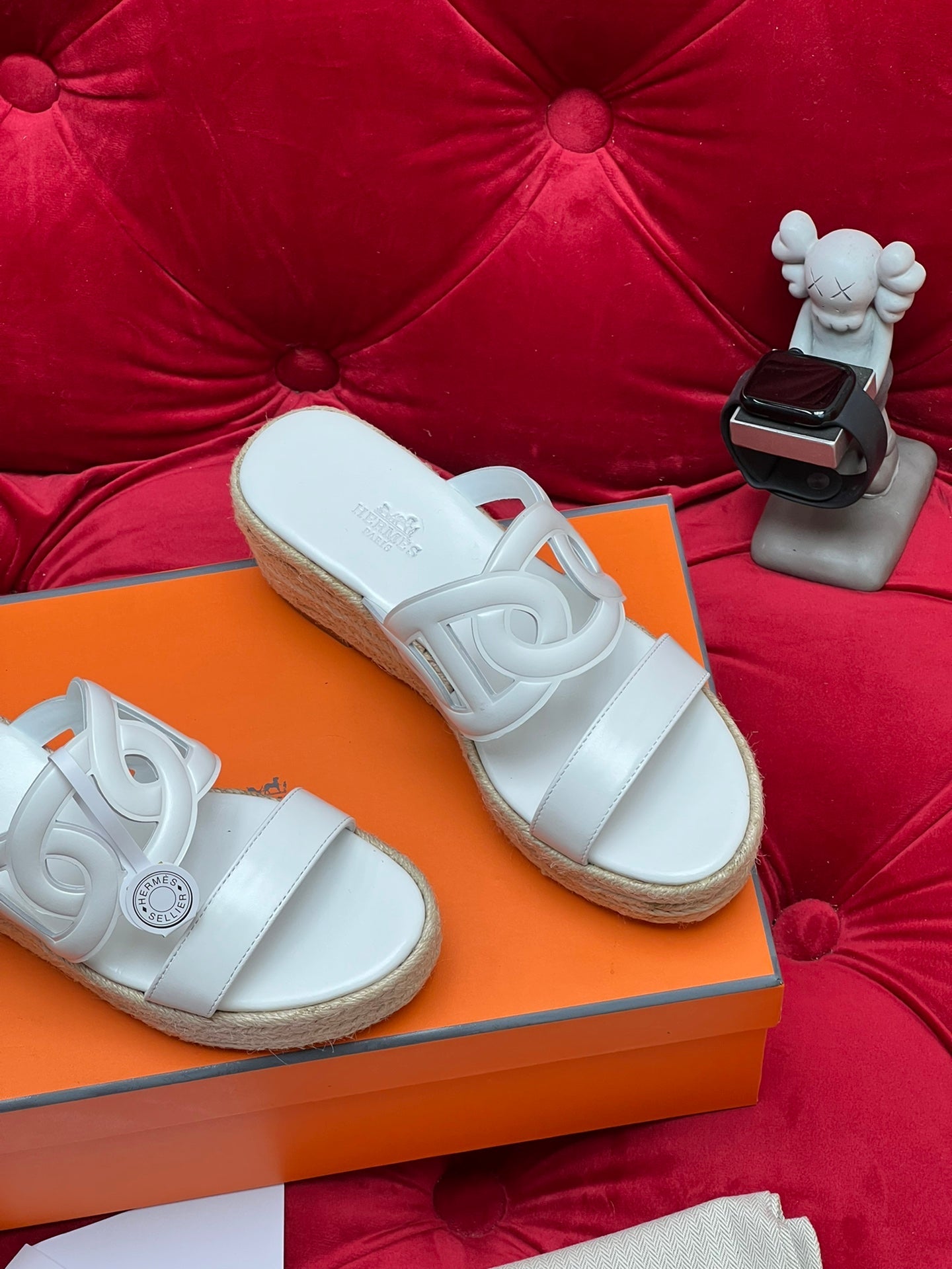 HM Lthea Espadrille White Calfskin And Jute Rope 969494