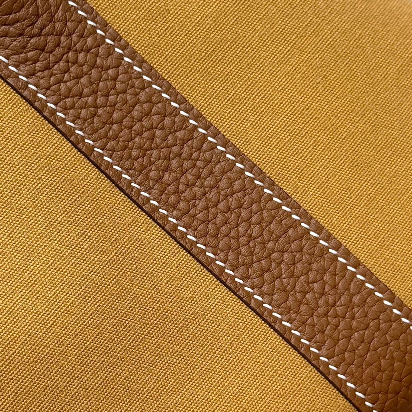 HM Garden Party 30cm Bag Gold Togo Dark Beige Canvas
