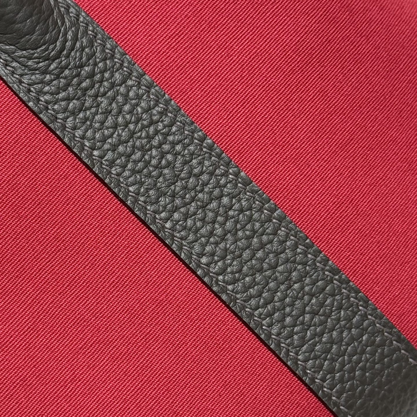 HM Garden Party 30cm Bag Etoupe Clemence Togo Red Canvas