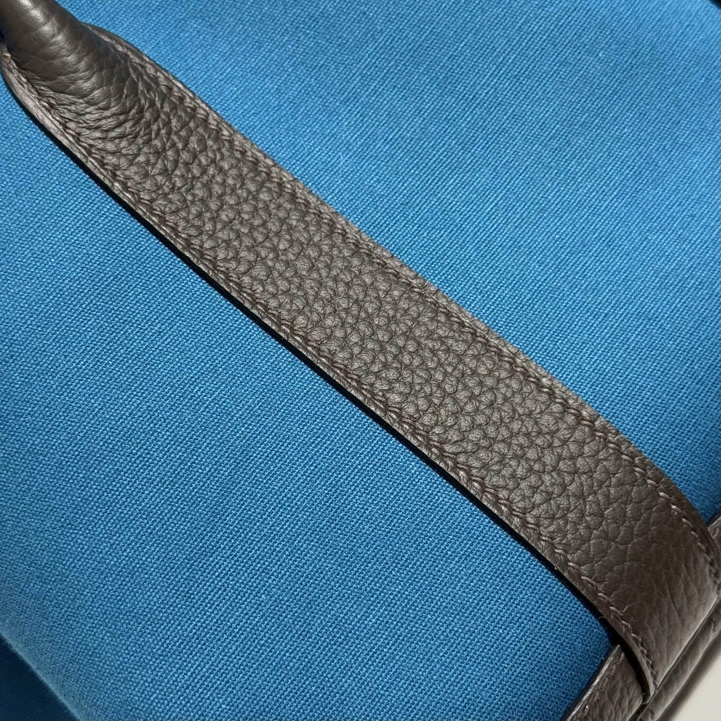 HM Garden Party 30cm Bag Chocolate Togo Blue Canvas