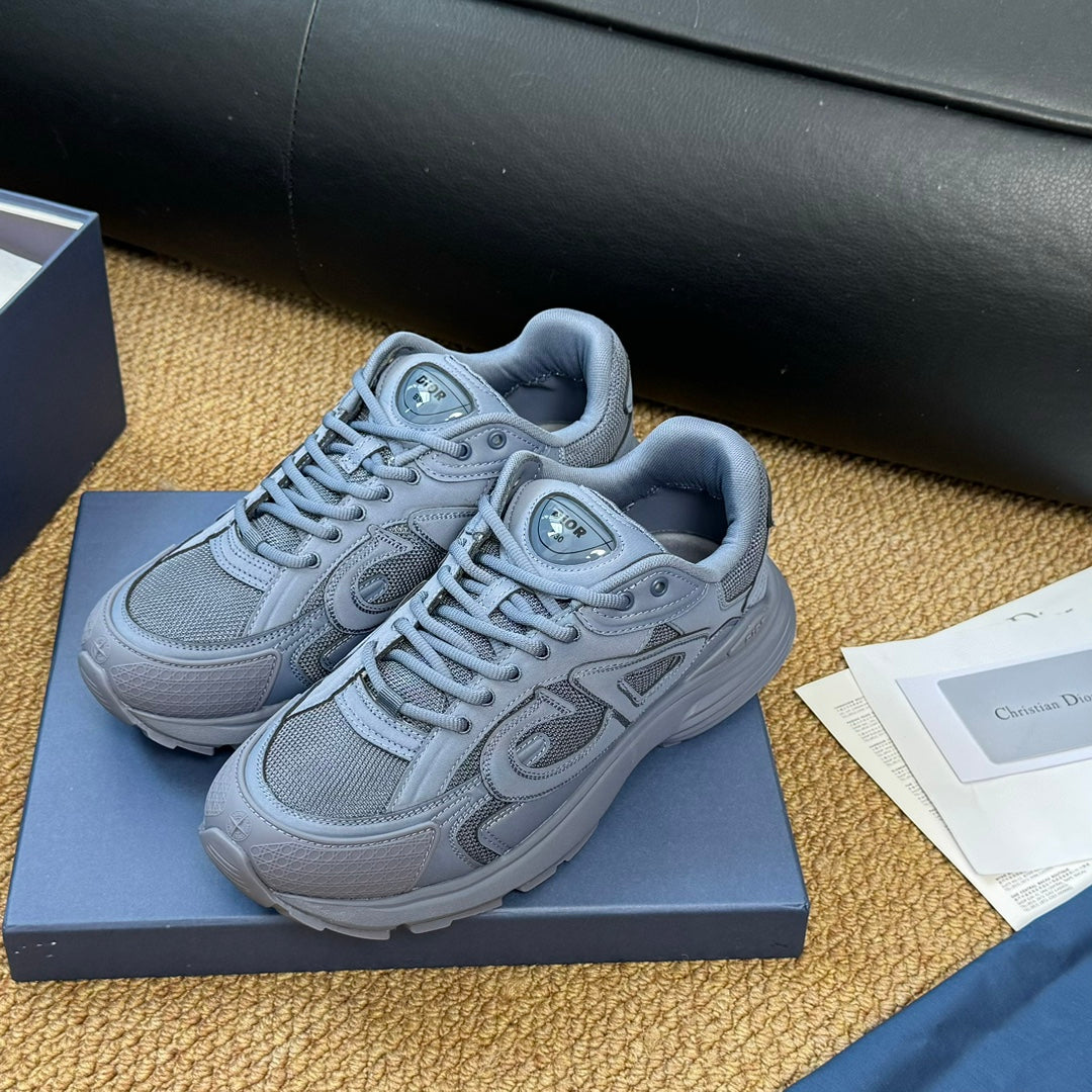 CD And Stone Island B30 Sneaker Blue Grey Cowhide And Polyester Mesh Fabric