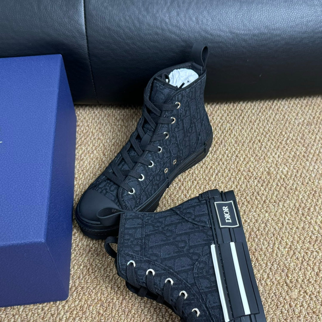 CD B23 High-Top Sneaker Black Oblique Jacquard Fabric