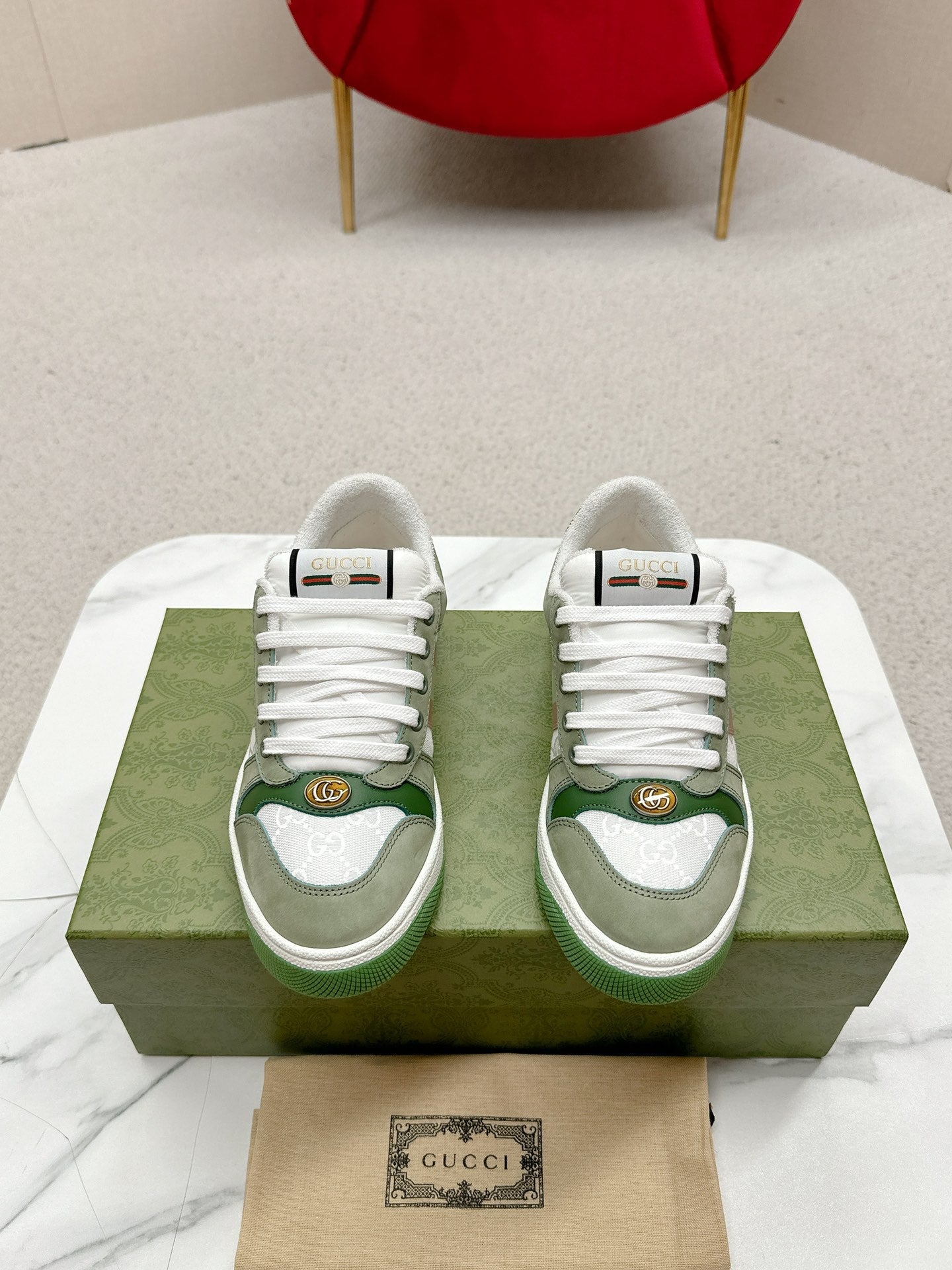 GG Sneaker Khaki Suede Green Calfskin