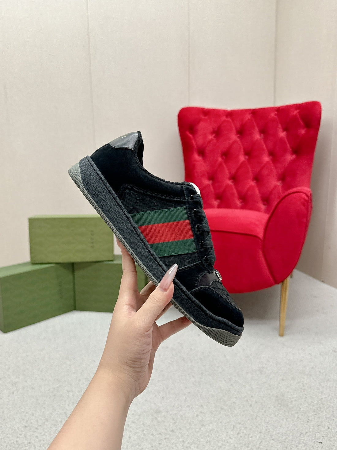 GG Sneaker Black Suede Calfskin