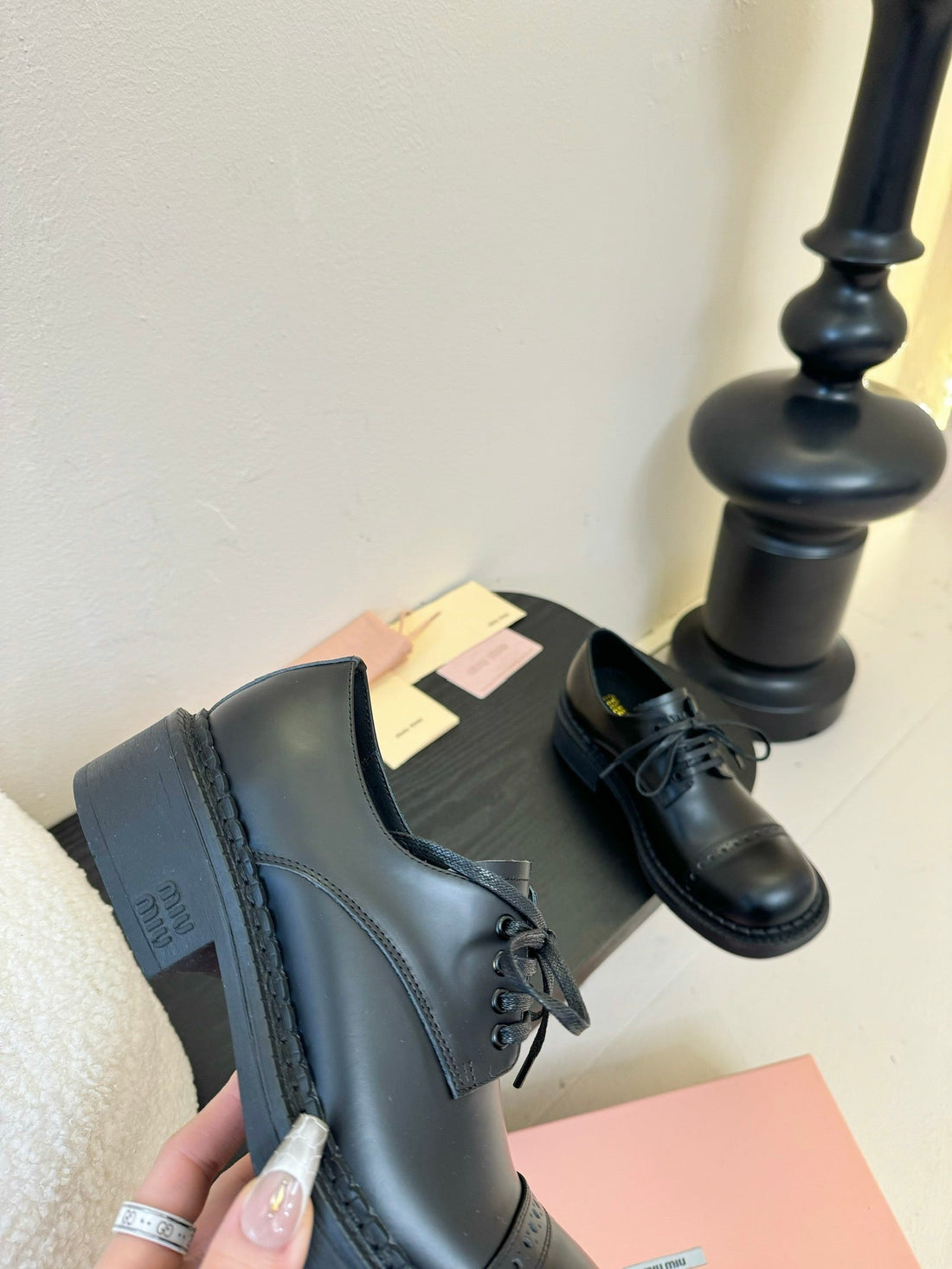 Miu 25C Chunky Oxfords Black Calfskin 235812