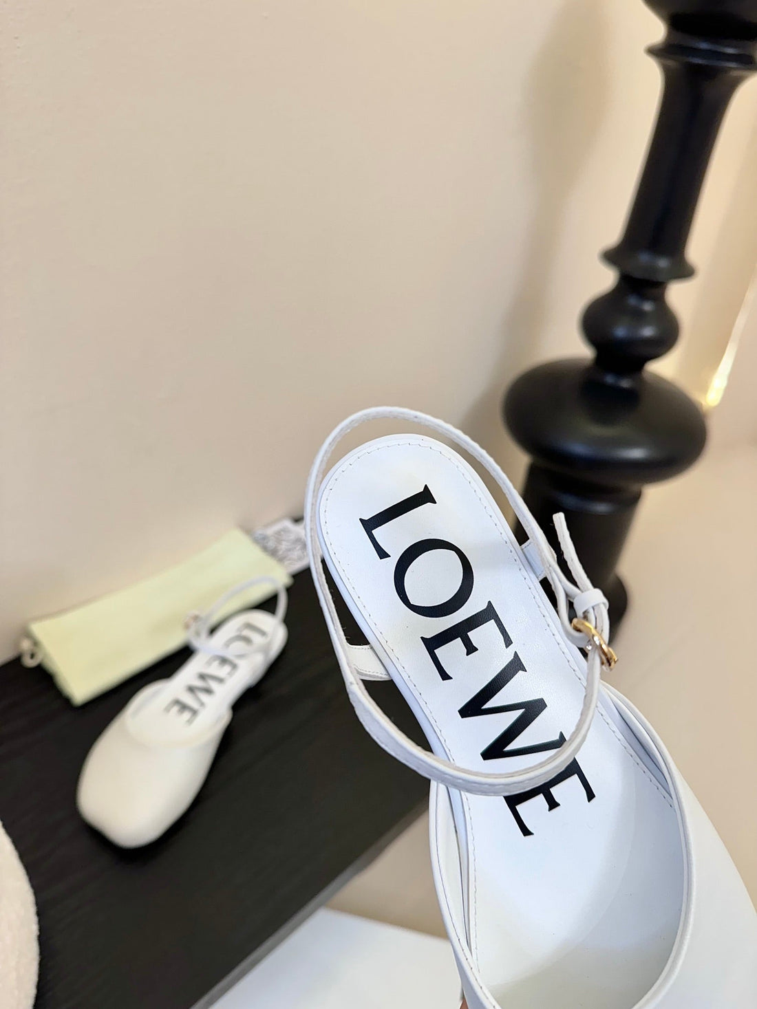 Loewe 25 Toy Ankle Strap Ballet Flat White Calfskin