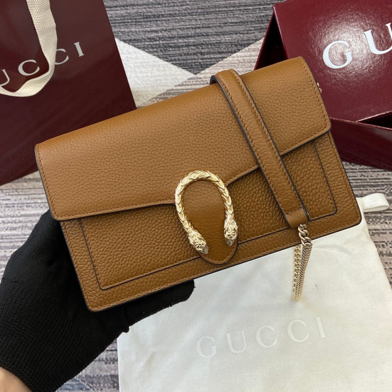 GG Dionysus Chain bag 20cm Brown Grained Leather