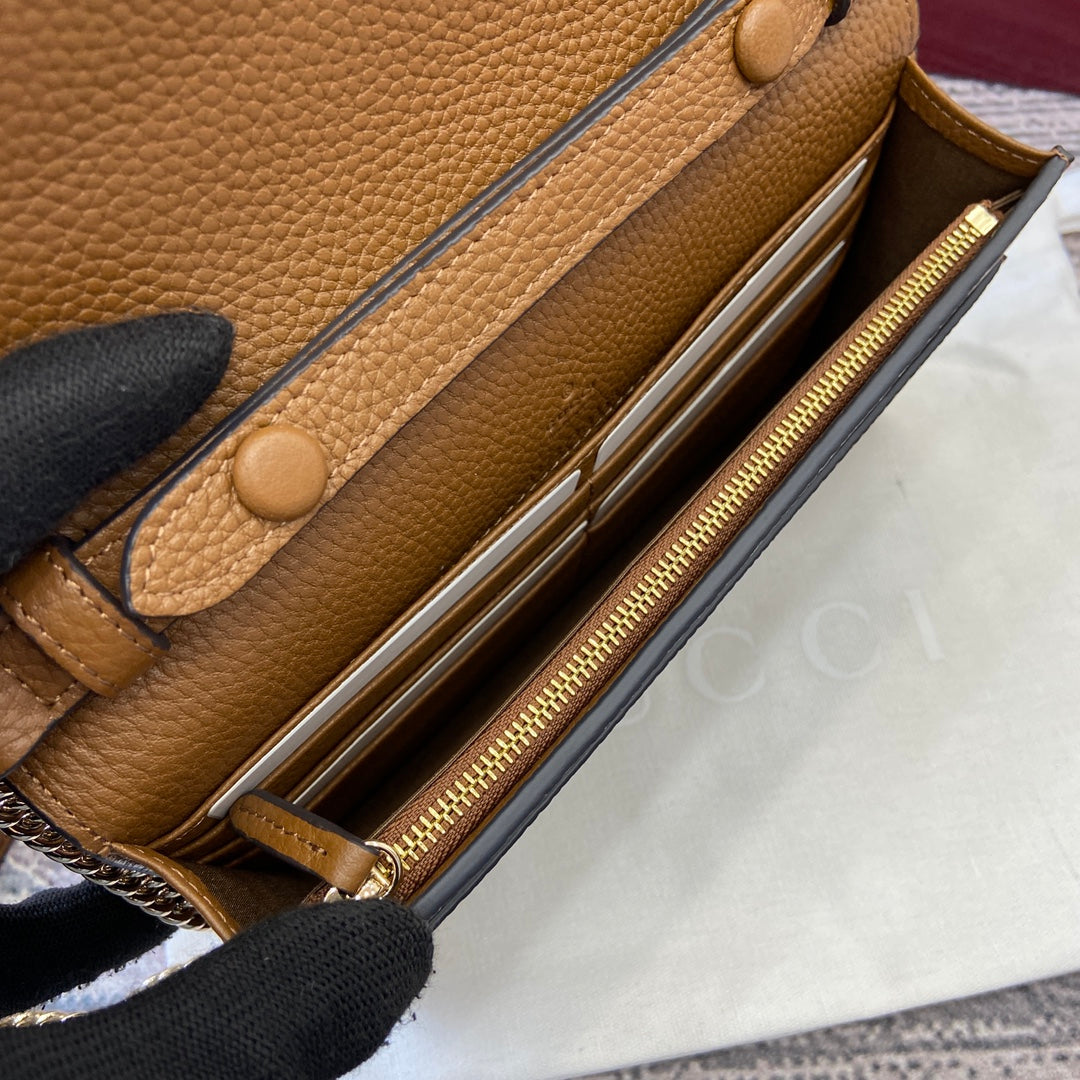 GG Dionysus Chain bag 20cm Brown Grained Leather
