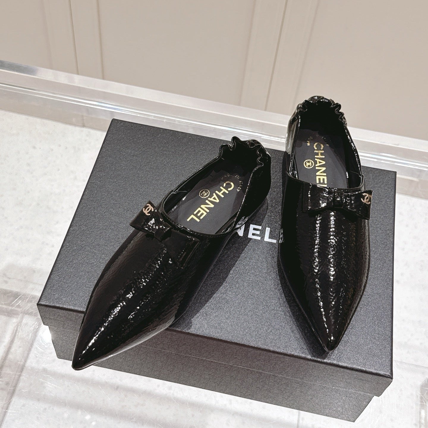CC 25 Half-Mule Loafers Black Patent Leather 355669