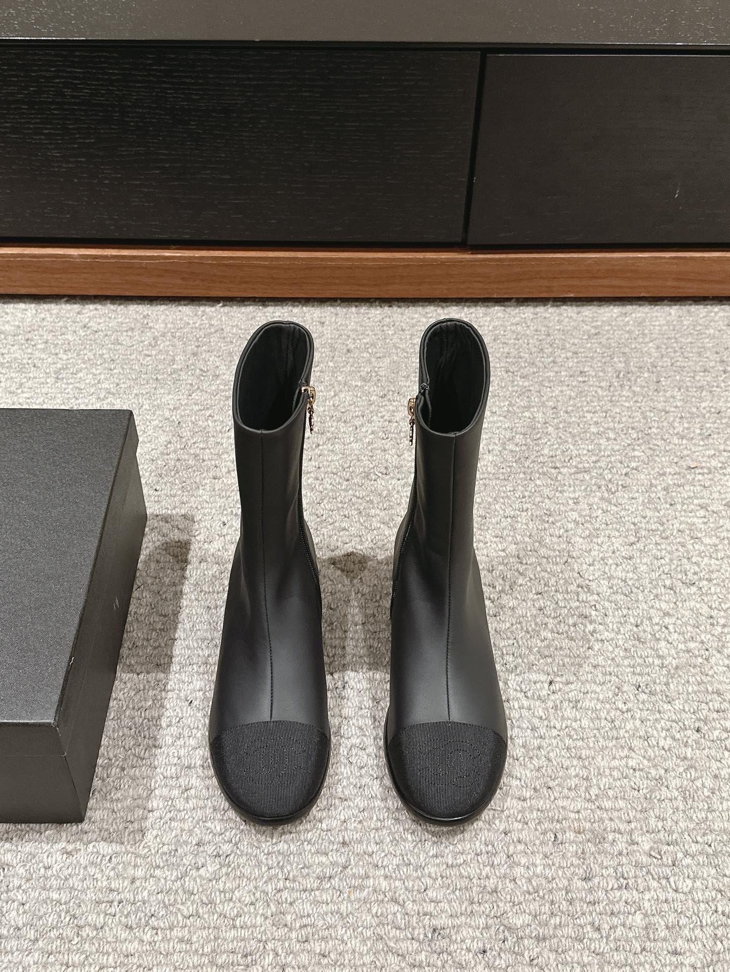 CC Short Boot Black Lambskin Grosgrain