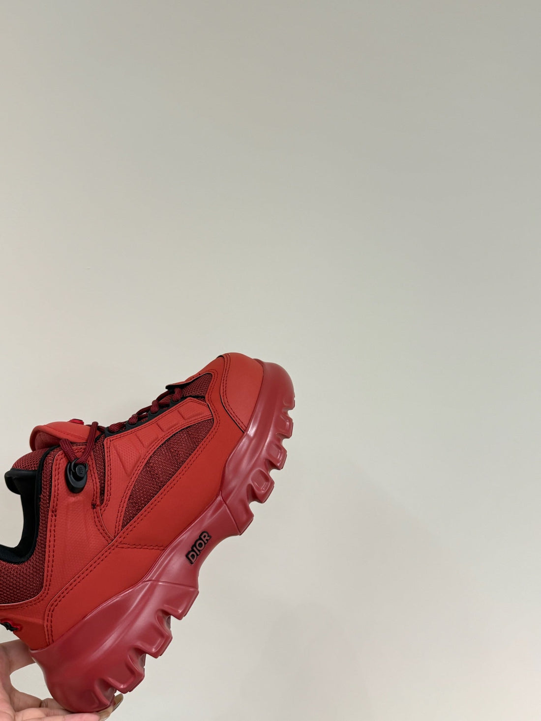 CD Sneaker In Red Mix Burgundy Calfskin And Mesh Fabric 109252