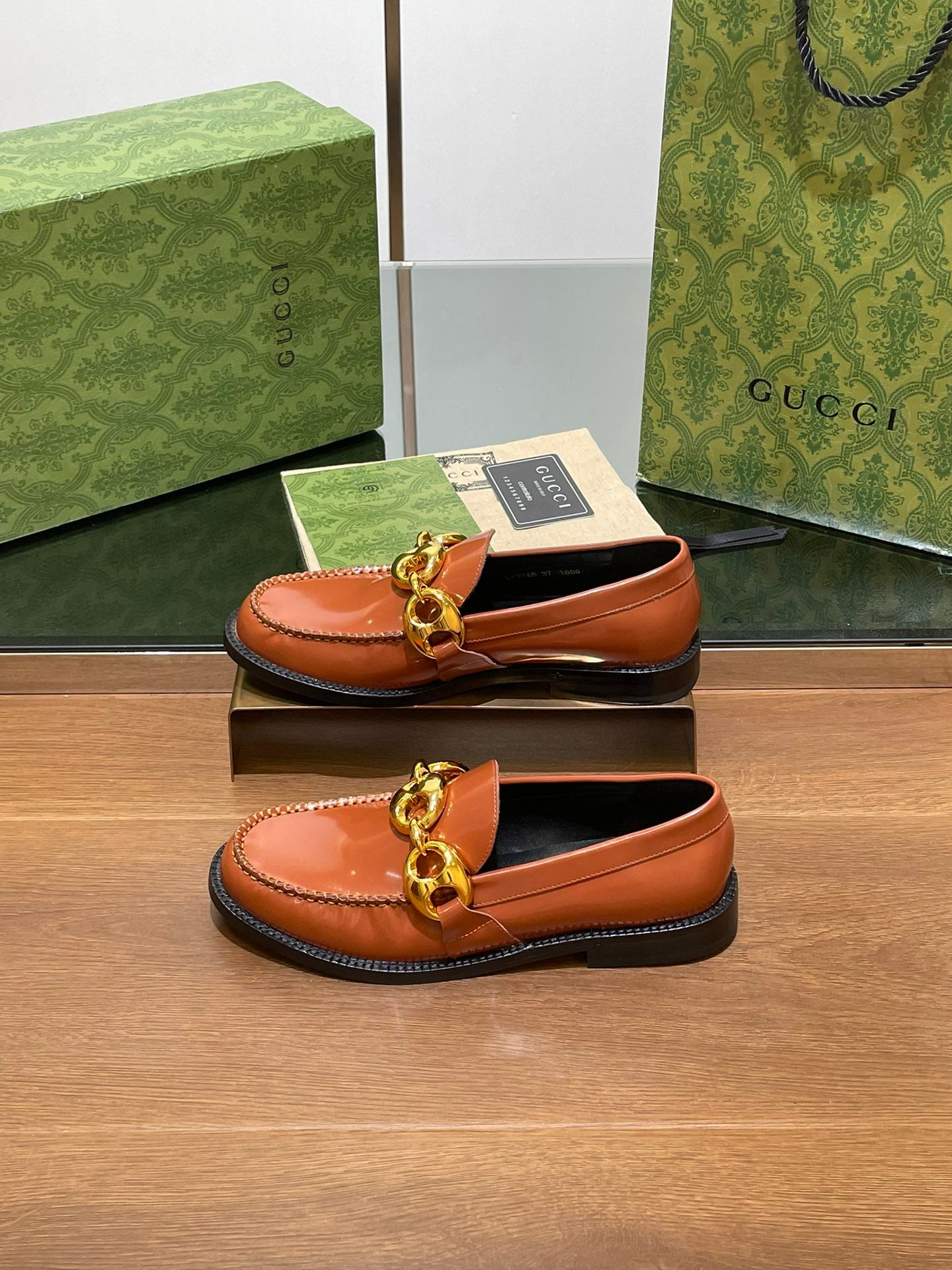 GG Marina Loafer Bronw Patent Calfskin