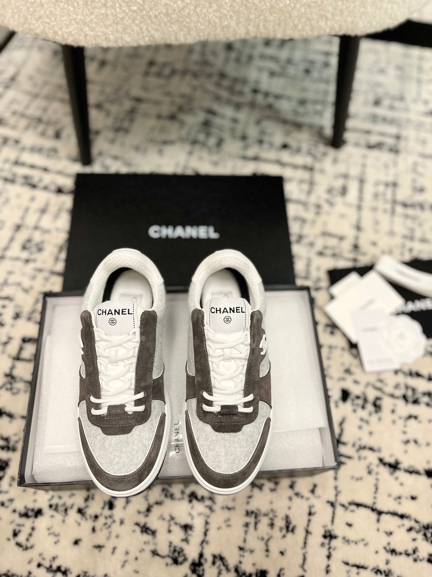 cc sneaker grey velvet dark brown suede