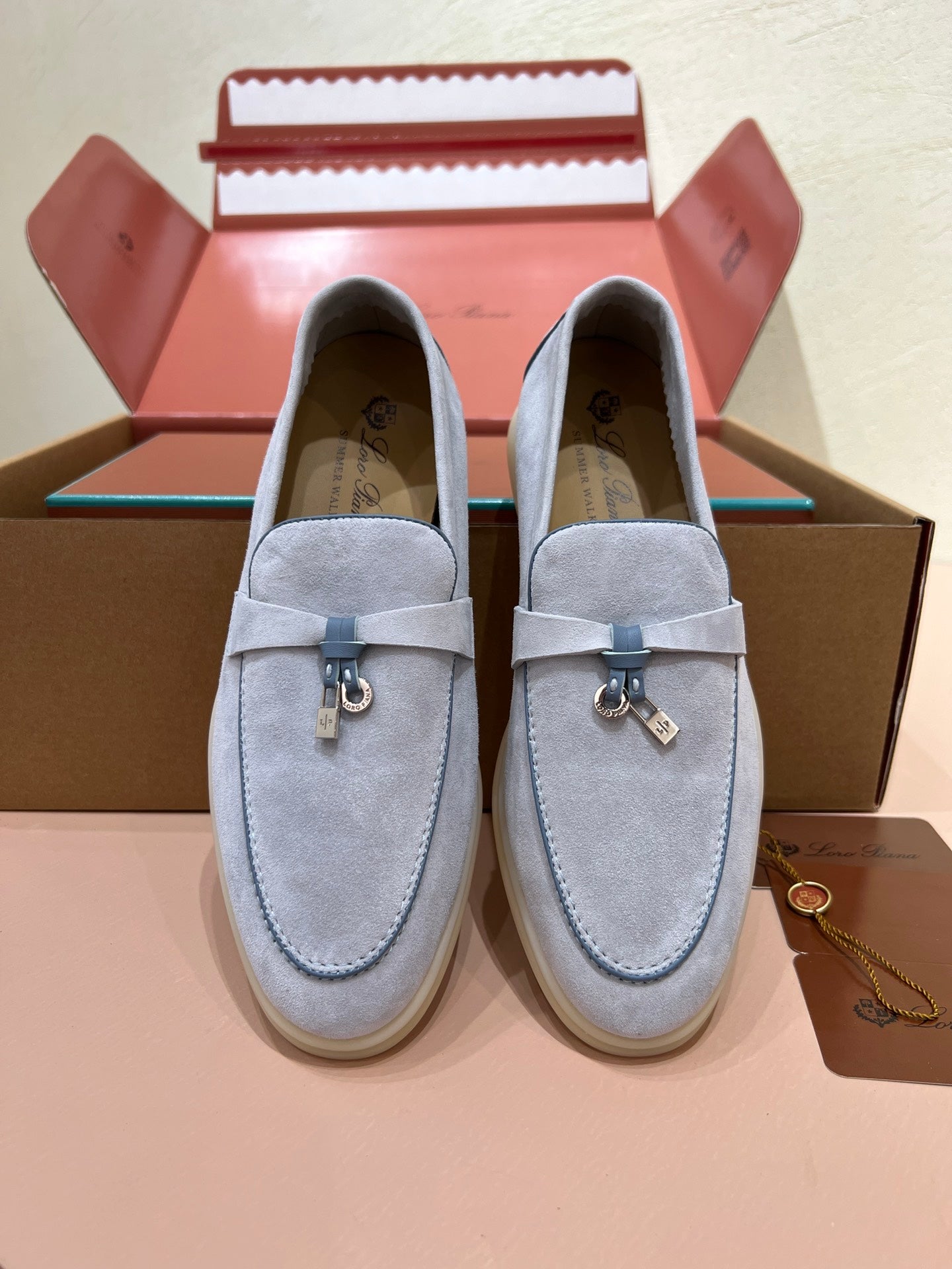 lp summer charm walk loafer aqua blue suede
