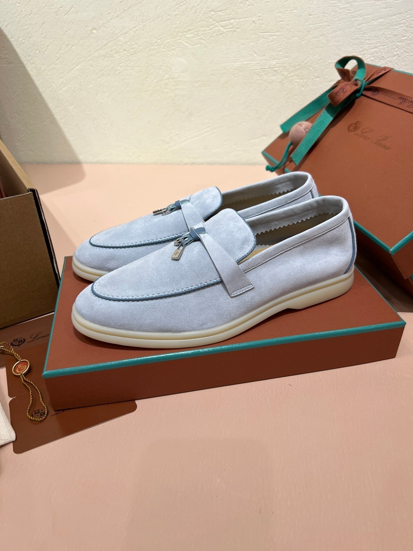 lp summer charm walk loafer aqua blue suede