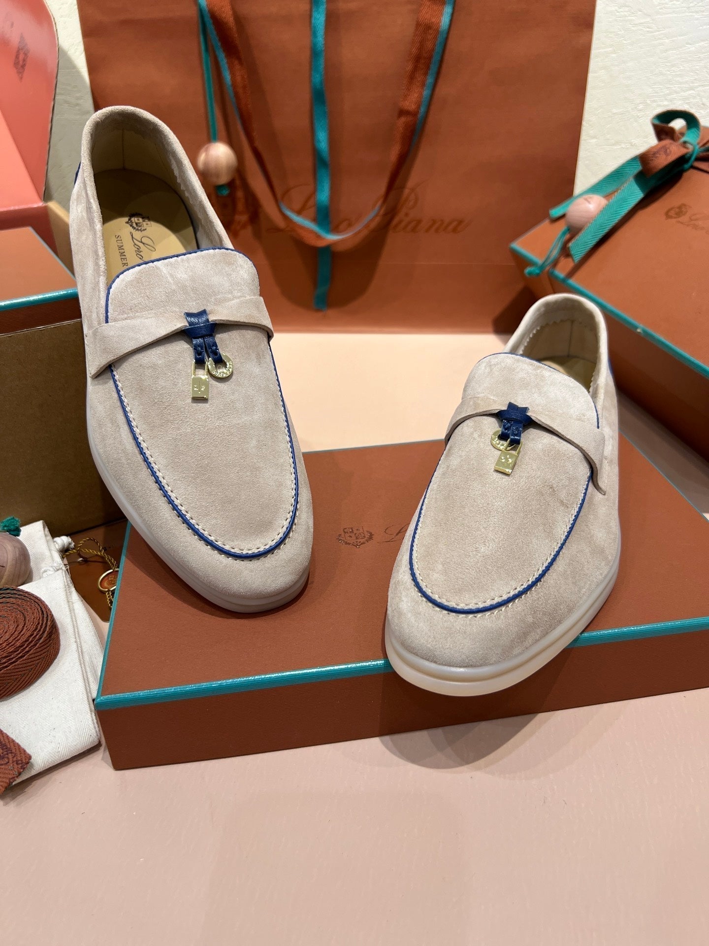 lp summer charm walk loafer  grey blue suede