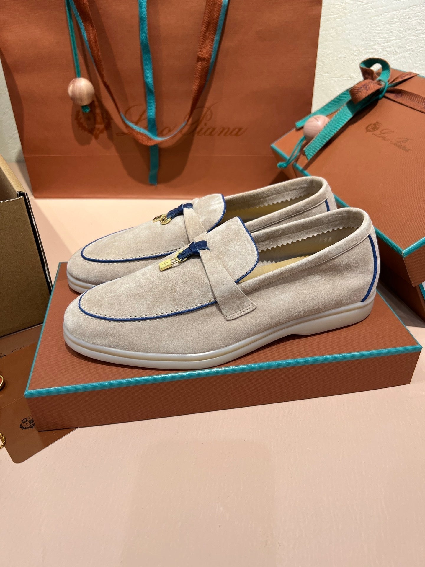 lp summer charm walk loafer  grey blue suede