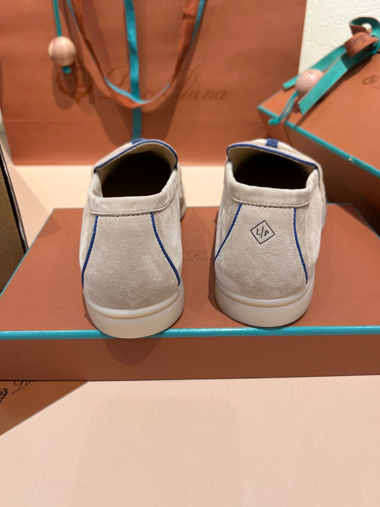 lp summer charm walk loafer  grey blue suede